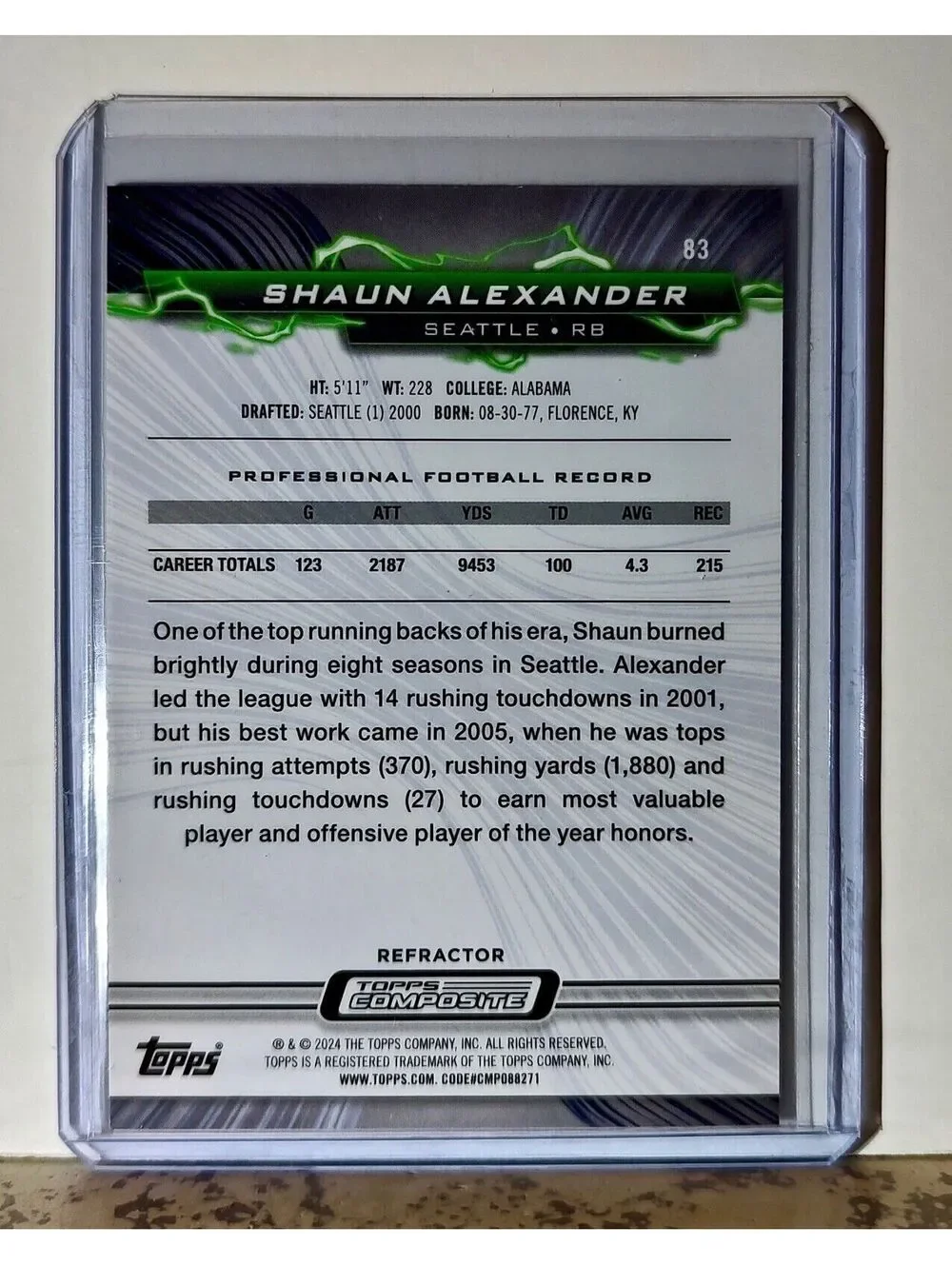 Shaun Alexander 2023 Topps Resurgence Refractor NFL #83 Card Seattle Seahawks